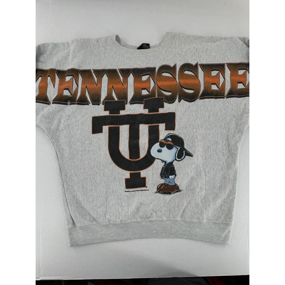 Vtg 90s Tennessee Vols Volunteers Sweatshirt Sz L Snoopy Grey Garment Graphics​ - Picture 2 of 16